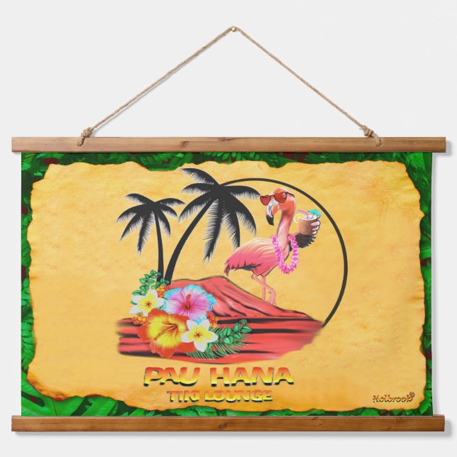 PAU HANA TIKI LOUNGE WANDTEPPICH MIT HOLZRAHMEN (Vorne)