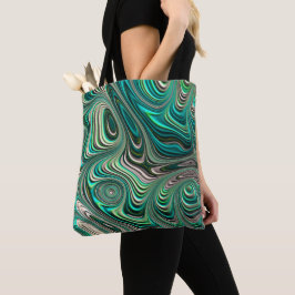 Paua Abalone Muschel Fraktal Abstrakt in Teals Tasche