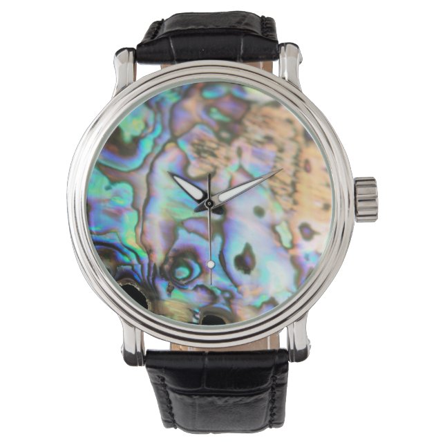 Paua abalone schöne Kiwiana Muschel Armbanduhr (Vorderseite)