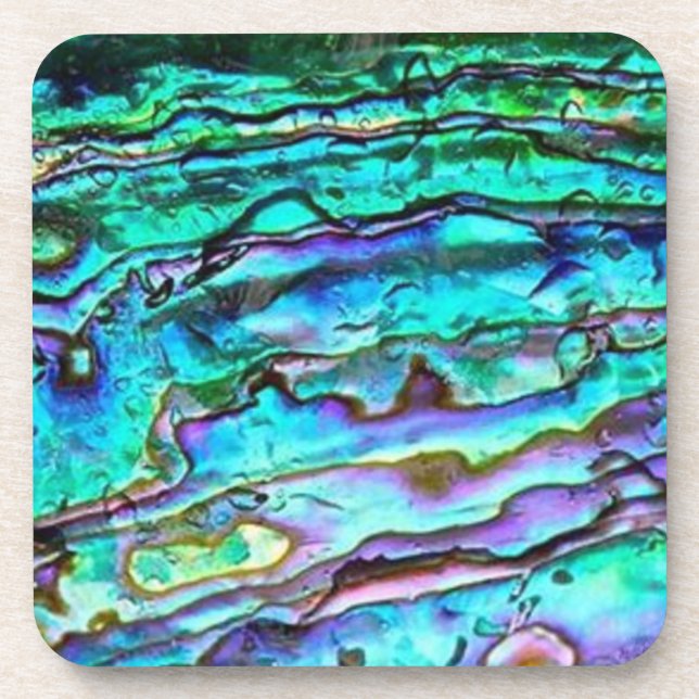 Paua Shell Abalone Cork Dessous de verre ensemble  (Devant)