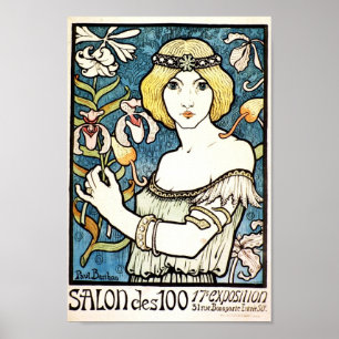 Paul Berthon Salon Des Cent Vintag Art Nouveau Poster
