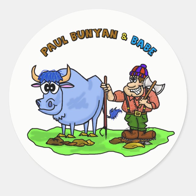 Paul Bunyan & Babe Les Stickers Ox Bleu (Devant)