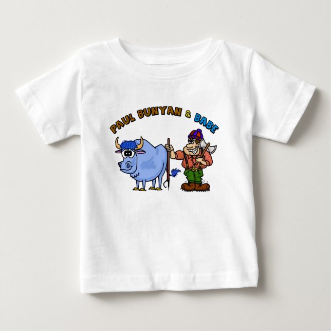 Paul Bunyan u. Baby der T - Shirt seine blauen (Vorderseite)