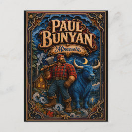 Paul Bunyan und Babe Minnesota Popcut Legenden Postkarte