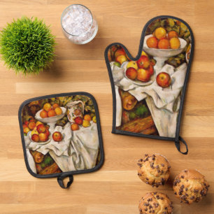 Paul Cezanne Apples Orange Impressionismus Ofenhandschuh & Topflappen-Set