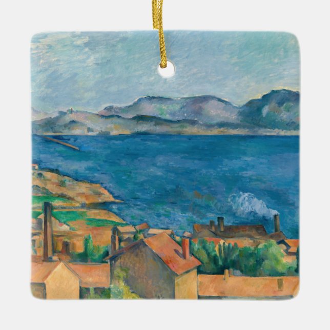 Paul Cezanne - Bucht von Marseille, von Estaque au Keramikornament (Vorderseite)