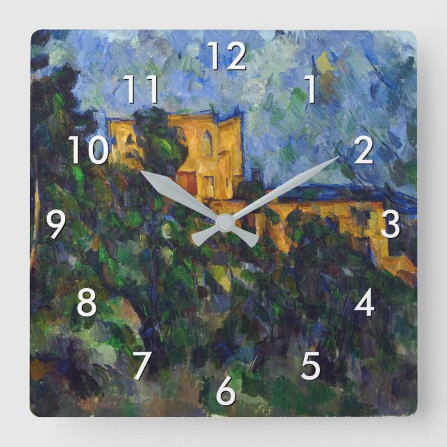 Paul Cezanne - Chateau Noir Quadratische Wanduhr (Vorderseite)