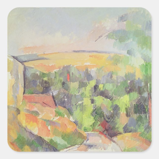 Paul Cezanne | Das Straßenbend, 1900-1906 Quadratischer Aufkleber (Vorderseite)
