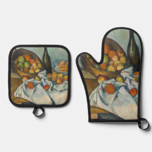 Paul Cezanne - Der Korb der Äpfel Ofenhandschuh & Topflappen-Set