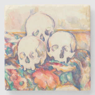 Paul Cezanne - Die drei Schädel Aquarell Steinuntersetzer