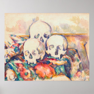 Paul Cezanne - Die drei Totenkopf-Aquarell Poster