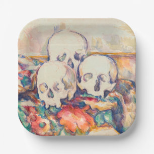 Paul Cezanne - Die drei Wasserfarben des Schädels Pappteller