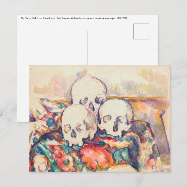 Paul Cezanne - Die drei Wasserfarben des Schädels Postkarte (Vorne/Hinten)