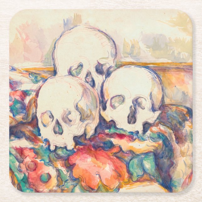 Paul Cezanne - Die drei Wasserfarben des Schädels Rechteckiger Pappuntersetzer (Vorderseite)