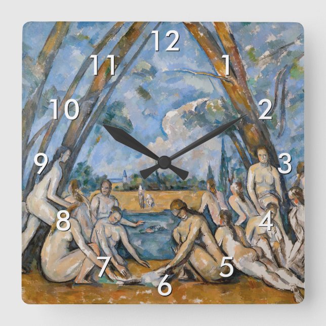 Paul Cezanne - Die großen Bathers Quadratische Wanduhr (Vorderseite)