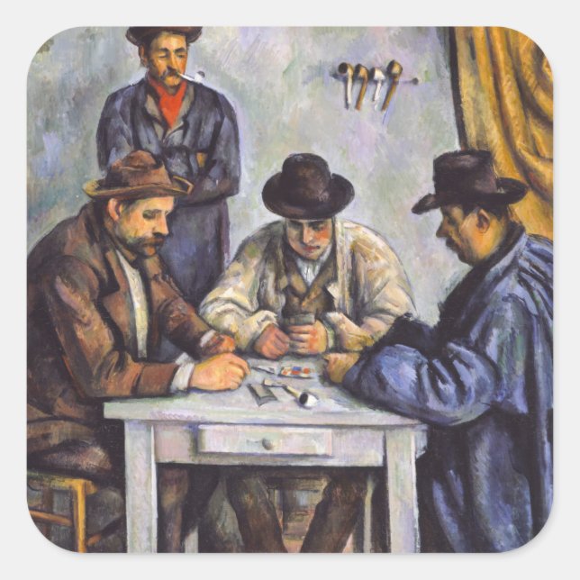 Paul Cezanne - Die Kartenspieler Quadratischer Aufkleber (Vorderseite)