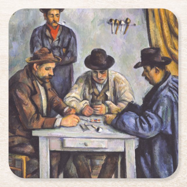 Paul Cezanne - Die Kartenspieler Rechteckiger Pappuntersetzer (Vorderseite)