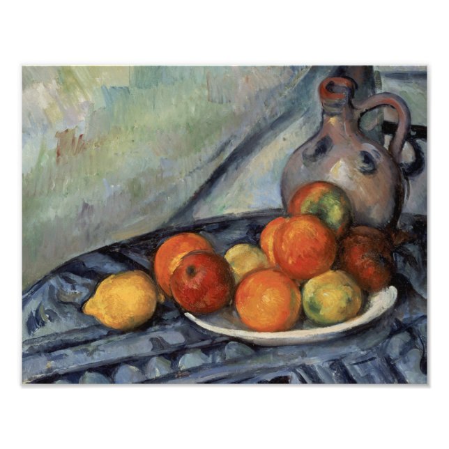 Paul Cezanne - Frucht und Jug am Tisch Fotodruck (Vorne)