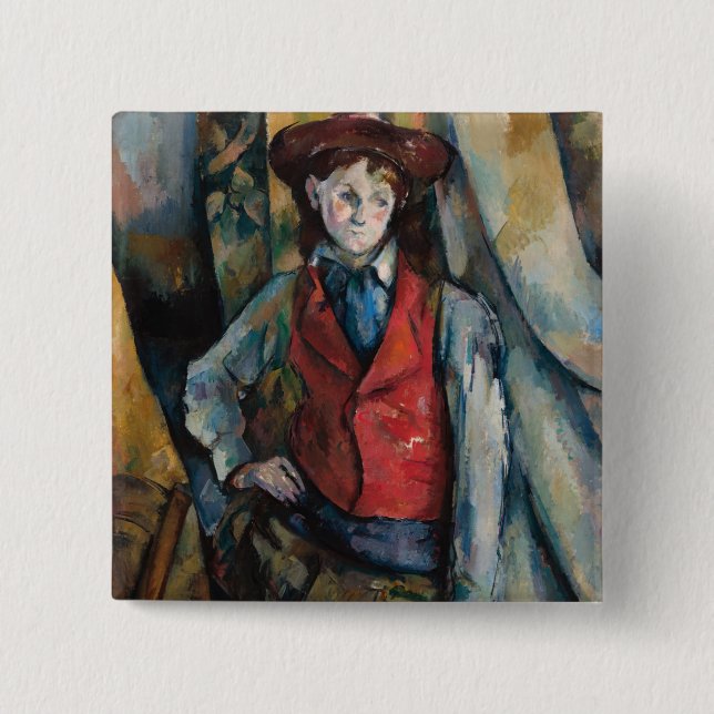 Paul Cezanne - Junge im Roten Westen Button (Vorderseite)