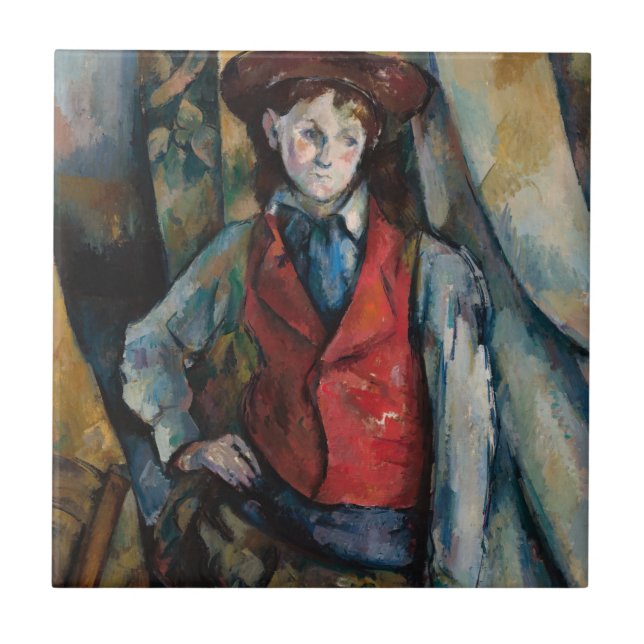 Paul Cezanne - Junge im Roten Westen Fliese (Vorderseite)