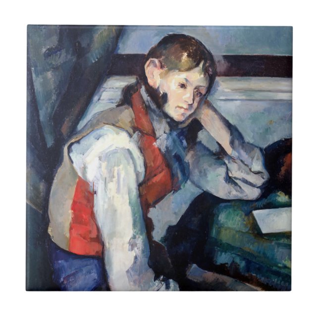 Paul Cezanne - Junge im Roten Westen Fliese (Vorderseite)