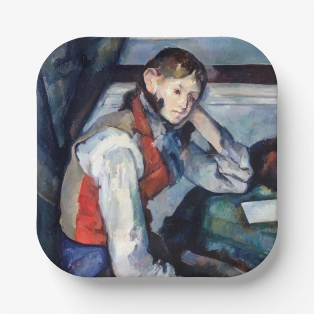 Paul Cezanne - Junge im Roten Westen Pappteller (Vorderseite)