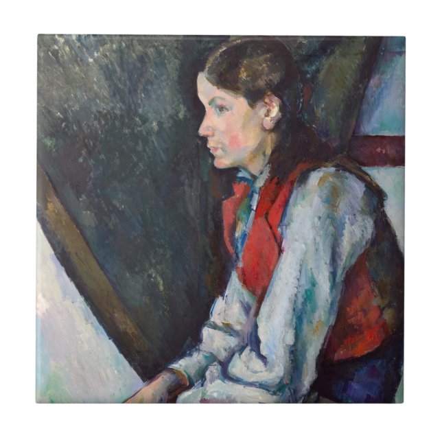 Paul Cezanne - Junge mit roter Weste Fliese (Vorderseite)
