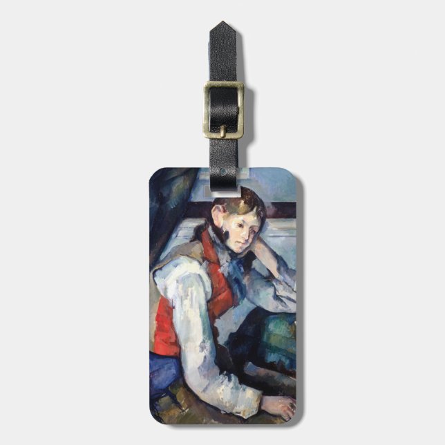 Paul Cezanne - Junge mit roter Weste Gepäckanhänger (Vorderseite vertikal)