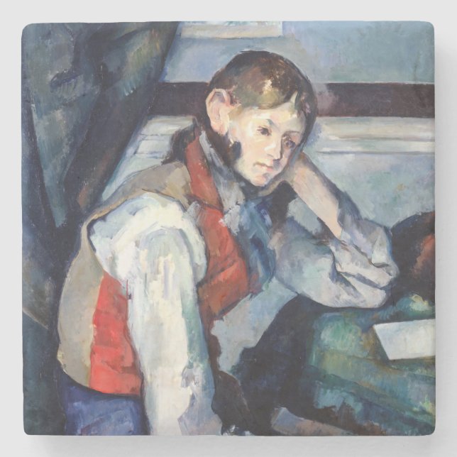 Paul Cezanne - Junge mit roter Weste Steinuntersetzer (Vorderseite)
