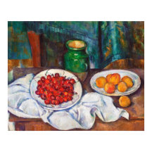 Paul Cezanne lebt noch mit Kirschen und Pfirsichen