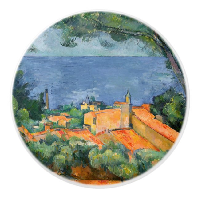 Paul Cezanne - L'Estaque mit roten Dächern Keramikknauf (Vorderseite)