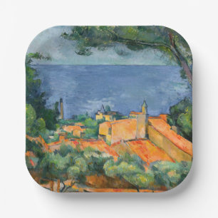 Paul Cezanne - L'Estaque mit roten Dächern Pappteller