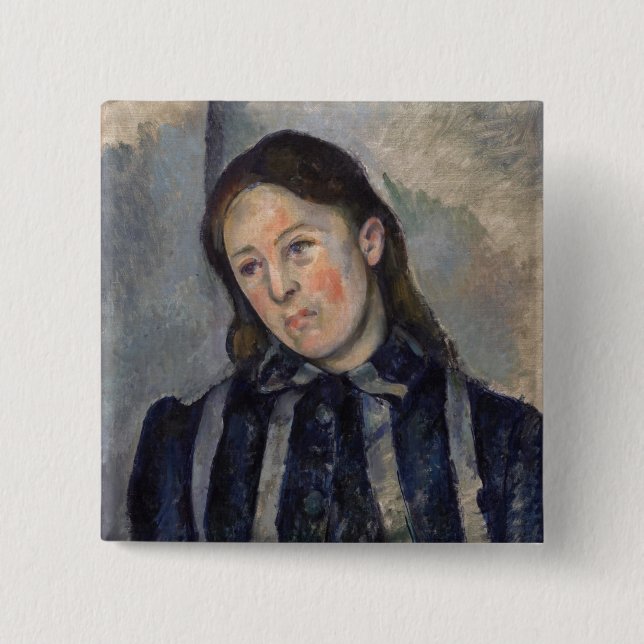Paul Cezanne - Madame Cezanne mit offenem Haar Button (Vorderseite)