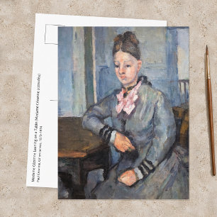 Paul Cezanne - Madame Cezanne sich auf einen Tisch Postkarte