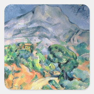 Paul Cezanne Mont Sainte-Victoire, 1900 Quadratischer Aufkleber