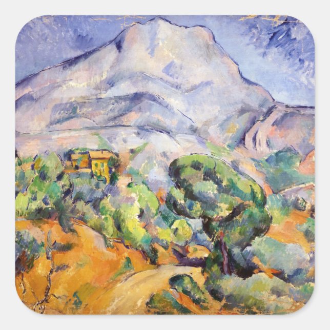 Paul Cezanne - Mont Sainte-Victoire, Tholonet Road Quadratischer Aufkleber (Vorderseite)