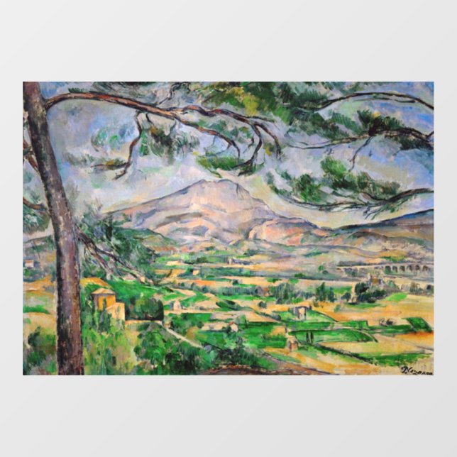 Paul Cezanne - Mont Sainte-Victoire und große Kief Fensteraufkleber (Blatt)
