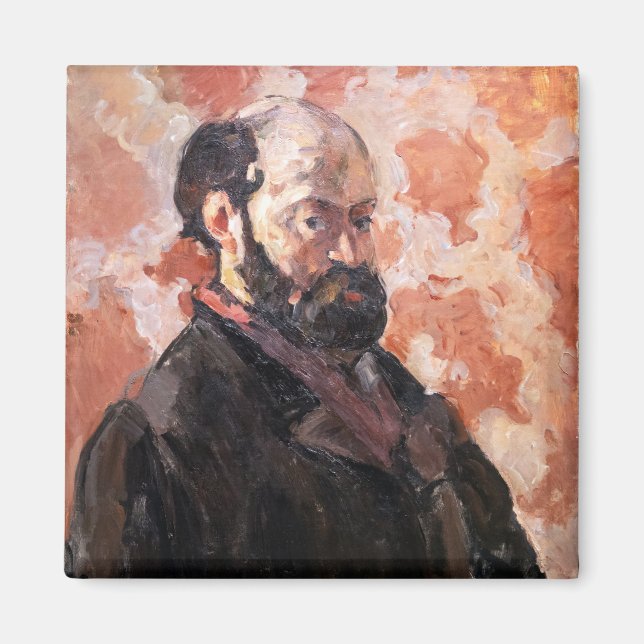 Paul Cezanne - Selbstportrait mit rosa Hintergrund Magnet (Vorne)