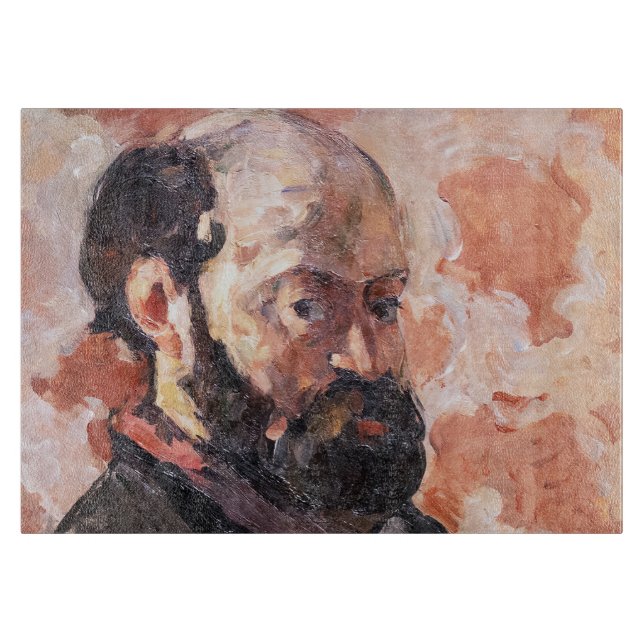 Paul Cezanne - Selbstportrait mit rosa Hintergrund Schneidebrett (Vorderseite)