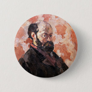 Paul Cezanne - Selbstporträt mit rosa Hintergrund Button