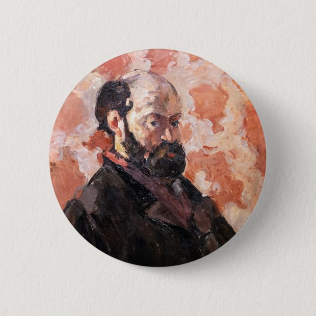 Paul Cezanne - Selbstporträt mit rosa Hintergrund Button (Vorderseite)