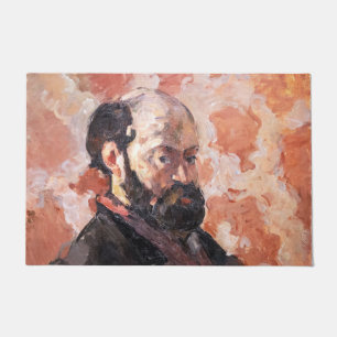 Paul Cezanne - Selbstporträt mit rosa Hintergrund Fußmatte