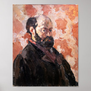 Paul Cezanne - Selbstporträt mit rosa Hintergrund Poster