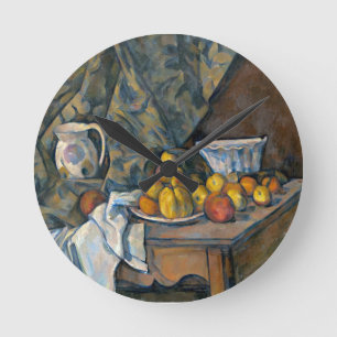 Paul Cezanne   Still Life with Apples and Peaches, Runde Wanduhr
