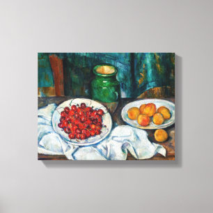 Paul Cezanne - Stilleben mit Kirschen und Pfirsich Leinwanddruck
