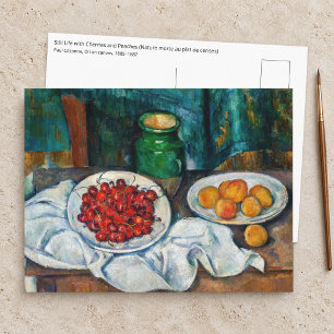 Paul Cezanne - Stilleben mit Kirschen und Pfirsich Postkarte