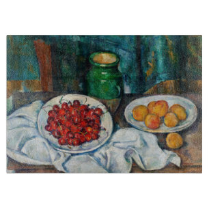 Paul Cezanne - Stilleben mit Kirschen und Pfirsich Schneidebrett