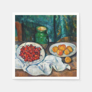 Paul Cezanne - Stilleben mit Kirschen und Pfirsich Serviette