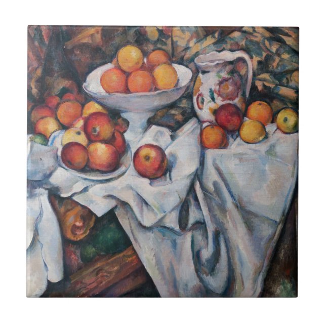 Paul Cezanne - Stillleben, Äpfel und Orange Fliese (Vorderseite)