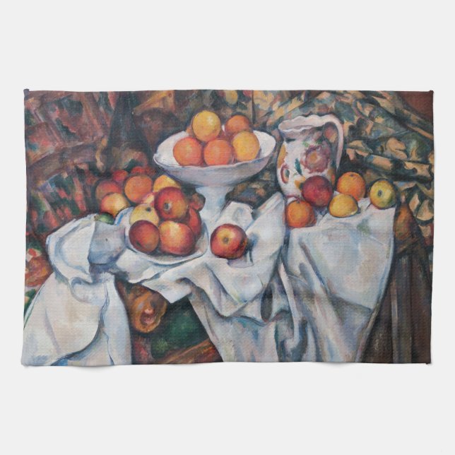 Paul Cezanne - Stillleben, Äpfel und Orange Geschirrtuch (Horizontal)